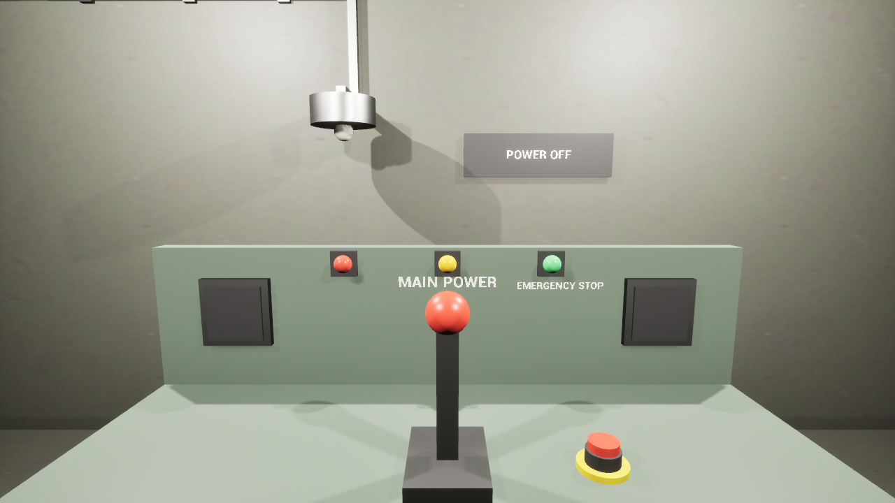 A picture of A machine start-up station in Unreal Engine from the game running on a flat screen